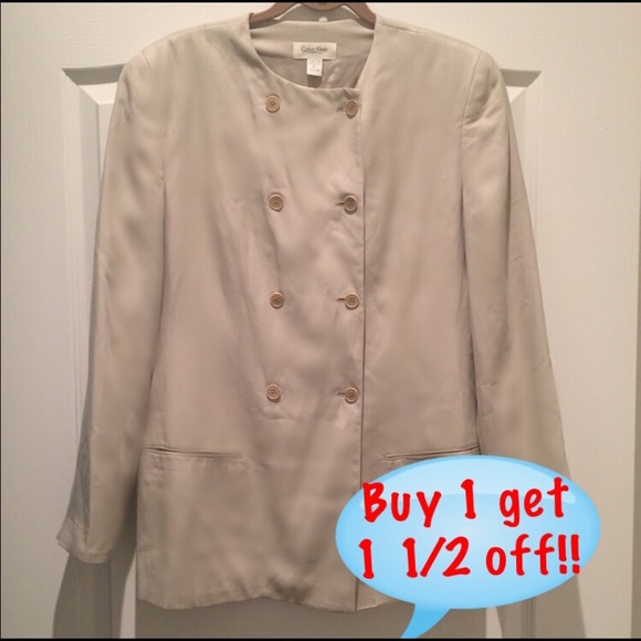 Calvin Klein Collection Stone Silk Button-Up - Picture 1 of 5